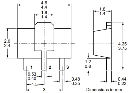 Technische Zeichnung - Nexperia PBSS5330X PNP Bipolartransistor